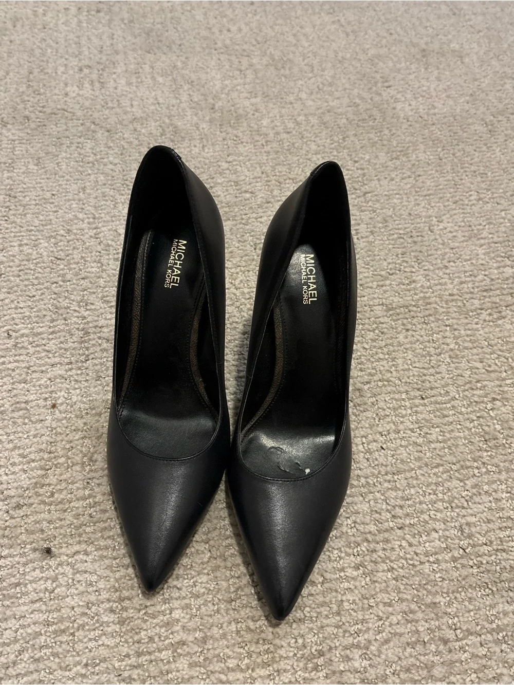 Michael Kors Black Pointed Leather Stiletto Pumps
